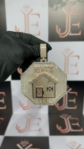 Pendentif en forme d'hexagone avec motif 'Home Rent Due', pendentifs en moissanite, bijoux fins hip-hop en argent sterling 925 - Product Image 4