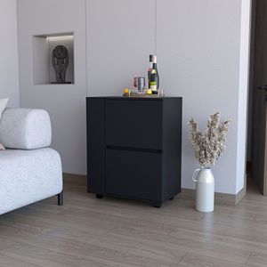 Carrello bar nero a 2 armadietti - Product Image 1
