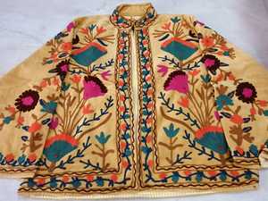 <b>Women</b> Embroidered Suzani Velvet Quilted <b>Jacket</b> Floral Button Coat Reversible <b>Spring</b> Winter Outerwear Stand 100% Cotton Quick Dry - Product Image 1