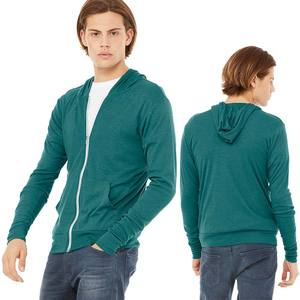 Sweat-shirts personnalisés pour homme – Design avant et arrière sur mesure – Sweats à capuche noirs unis – Sweats à capuche zippés en tissu tri-mélange - Product Image 4