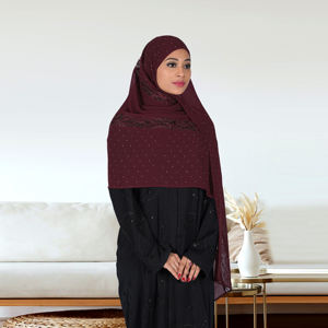 Hiyab Modesto de Georgette Transparente con Panel de Encaje Russell, Ligero y Elegante, Pañuelo Islámico para la Cabeza, para Oración y Uso Diario - Product Image 2