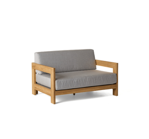 Chaise longue d'extérieur en teck massif, canapé de jardin moderne et minimaliste, une place, avec coussin épais imperméable, terrasse - Product Image 1