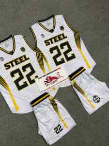 Conjunto de Camiseta y Pantalones Cortos de Baloncesto Sublimados Steel 22, Malla de Poliéster Transpirable, Uniforme Deportivo para Entrenamiento y Juego en Equipo - Product Image 1