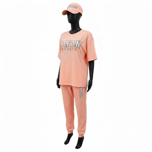 Ensemble de survêtement et t-shirt décontracté 2 pièces en coton 100 % pour femme, idéal pour le yoga, le fitness et le jogging – Collection été - Product Image 4