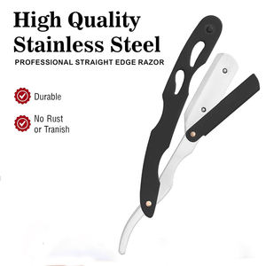 Stainless Steel Straight Edge <b>Razor</b> Folding Shavette Manual Barber <b>Razor</b> for Face Beard Lineup Salon Use - Product Image 1