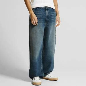 <b>Men</b>’s Luxury Style Baggy <b>Jeans</b> Premium Denim Construction Relaxed <b>Wide</b> <b>Leg</b> Fit Vintage Washed Streetwear - Product Image 3