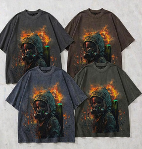 Camisetas de punto para hombre, 230 g/m², extragrandes, de algodón 100 %, lisas, estampadas, estilo urbano, transpirables - Product Image 2