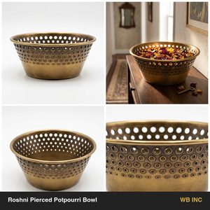 Antique <b>Brass</b> Handmade 15 cm Decor Bowl Pierced Wall Roshni Home Decor Wedding Metal Candle Holders <b>Lanterns</b> Candle Jars WB Inc - Product Image 6