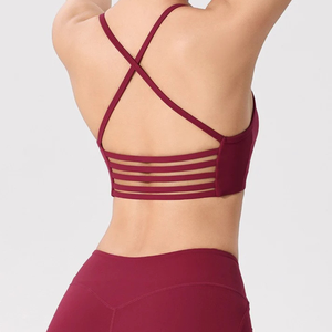 <b>Women</b> Racerback Sports Bra Solid Color Seamless Medium Support Yoga <b>Top</b> - Product Image 2
