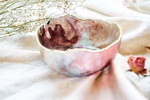 Bol en résine personnalisé : Porte-clés décoratif avec bordure dorée et argentée - Product Image 2