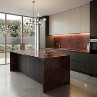 Panneau mural en marbre rouge poli au design moderne, prix des dalles en marbre Rosso
