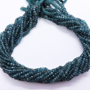 Cuentas facetadas de topacio azul de Londres de 4 mm, cuentas de topacio azul, cuentas recubiertas de topacio, venta al por mayor de cuentas de piedras preciosas para la fabricación de joyas - Product Image 1