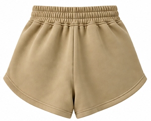 Pantalones Cortos Deportivos para Mujer, Color Caqui, Cintura Elástica, Bolsillos Transpirables, Logotipo en la Pierna Derecha, Estilo Deportivo, Tejido de Punto - Product Image 2