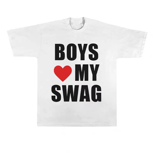T-shirt en jersey pour homme, style streetwear Y2K, imprimé cœur et lettres, coupe classique, respirant, séchage rapide, 100% coton, 300g - Product Image 2