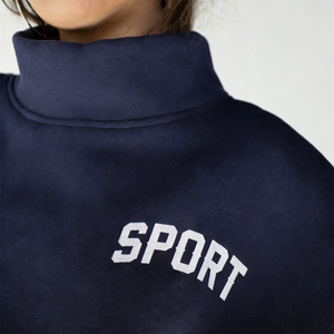 Women's Custom Embroidered <b>Mock</b> <b>Neck</b> Sweatshirt Casual Cotton Fleece Long Sleeve Pullover <b>Tops</b> for Ladies - Product Image 2