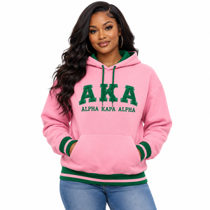 เสื้อฮู้ดดี้ Alpha Kappa Alpha ลายโลโก้แบบกำหนดเอง สีชมพู สีเขียว เสื้อผ้าแฟชั่นสำหรับพี่น้องสมาคมนักศึกษาหญิง สไตล์กรีก - Product Image 1