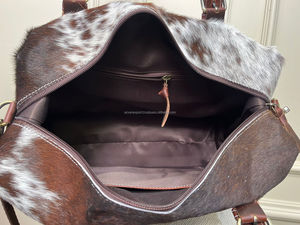 Nouveau fait à la main 100% cheveux naturels sur des sacs de sport en cuir de vachette élégant sac de voyage parfait en cuir véritable sacs à bagages occidentaux pour unisexe - Product Image 6