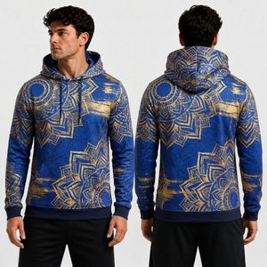 Sudadera con Capucha de Forro Polar Sublimado con Diseño de Olas Cian para Hombre, Tejido Afelpado, Retención de Calor, Ligera, Secado Rápido, Ropa Deportiva - Product Image 3