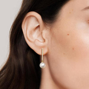 ต่างหูแบบห้อยประดับเพชรทรงแท่งพร้อมหินสีขาวแบบแขวน - Product Image 4