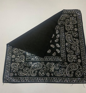 Rhinestone Paisley Print Bandana Black 27x27inch Polyester Unisex Street Style Decorative Head Wrap Scarf - Product Image 1
