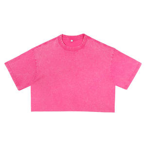 Camiseta Corta de Algodón para Mujer, Estilo Holgado, Cuello Redondo, Manga Corta, Estilo Urbano Hip Hop, Precio de Fábrica de Bangladesh y China, Venta al Por Mayor - Product Image 6