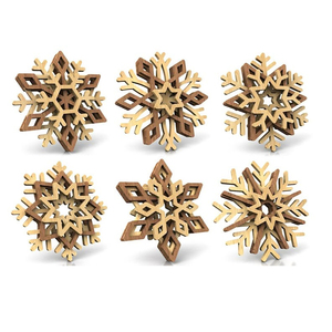 Décorations de Noël en bois en forme de flocon de neige, artisanat traditionnel, ornements pour l'arbre - Product Image 1
