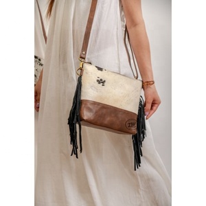 LW Handcrafted Vintage Dress Style Cowhide Fur <b>Sling</b> <b>Bag</b> Lady's Summer Fringe Leather Handbag Hand Leather <b>Bags</b> - Product Image 1