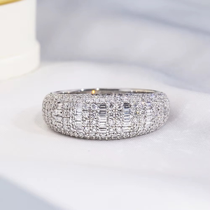 CONCEPTION 925 <b>Silver</b> 14k Gold Baguette Round Lab Grown Diamond Band <b>Men</b> Women Jewelry <b>Ring</b> Engagement <b>Ring</b> - Product Image 5