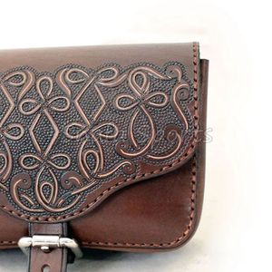 Sac de ceinture pour téléphone portable en cuir véritable pleine fleur, style vintage, mini, noir et marron, pour homme - Product Image 5