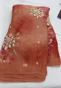 Tela de seda espacial bordada de lujo premium con lentejuelas y zari, materiales de boutique para lehengas de boda de diseñador, venta al por mayor. - Product Image 2