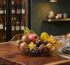 Stylish Gold Metal <b>Basket</b> For Fruit Display Elegant Decorative Fruit Holder For Kitchen Dining <b>Table</b> And Home Countertop Decor - Product Image 5