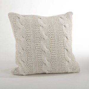 Funda de Almohada Cuadrada de Algodón Tejido, Color Crema, Estilo Nórdico, Decorativa, Lavable a Mano - Product Image 2