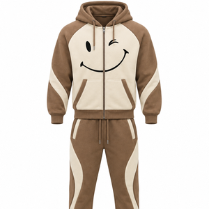 Conjunto deportivo de lana para hombre, ropa deportiva de invierno con chaqueta con cremallera completa y pantalones tipo jogger para entrenamiento en el gimnasio y uso casual. - Product Image 3