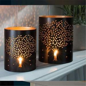 Support de bougie votive en métal personnalisé, vente en gros, support de bougie chauffe-plat en fer noir thermolaqué, découpe géométrique décorative pour la maison - Product Image 3