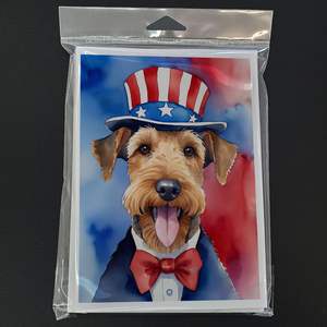 Airedale Terrier-Cartes de vœux patriotiques américaines fantaisistes-Pack de 8 cartes vierges avec enveloppes Taille A7 5x7 - Product Image 3