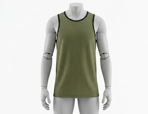 Men's Olive <b>Green</b> <b>Mesh</b> Tank <b>Top</b> Round Neck Sleeveless Breathable Regular Fit Basketball Apparel 100% Polyester Solid Color - Product Image 1