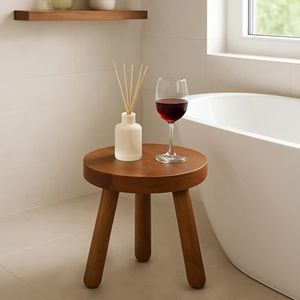 Magnifique tabouret en bois décoratif, meuble artisanal, finition grain naturel, idéal pour la maison, les restaurants, les cafés et les boutiques. - Product Image 4