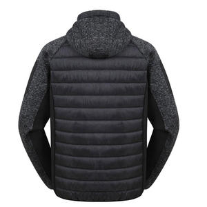 Blouson Bomber matelassé à capuche pour homme en polyester, couleur unie, imperméable, coupe-vent, avec fermeture éclair, manteau d'hiver décontracté - Product Image 3