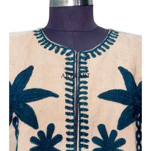 Chaleco de algodón para mujer con estampado de palmeras, sin mangas, con botones, bordado a mano, ecológico, estilo étnico, informal. - Product Image 2