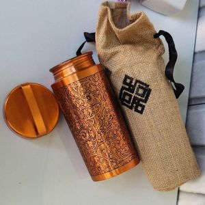 Handmade Pure <b>Copper</b> Drinking Bottle Traditional Water Flask Reusable Leak-Proof Dishwasher Safe <b>Screw</b>-On Lid Hydration Bottle - Product Image 5