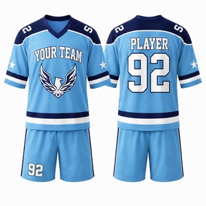 Adult Lacrosse Jersey Shorts Set Customizable Quick Dry Breathable <b>Mesh</b> Half Sleeve Solid Athletic Uniform for Teams Schools - Product Image 1