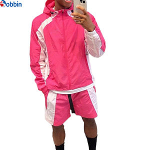 Conjunto Deportivo de Chaqueta con Cierre y Parches Reflectantes con Logotipo Personalizado y Pantalones Cortos de Nailon, Unisex, Cortavientos para Hombre - Product Image 2