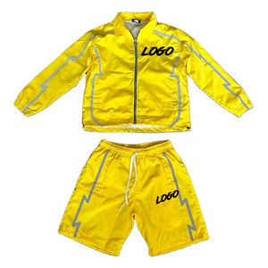 2026 Men Sets Two Piece Custom Windbreaker Shorts and Jacket Tracksuits breathable <b>Zip</b> <b>up</b> Nylon Two Piece Windbreaker Short Set - Product Image 4