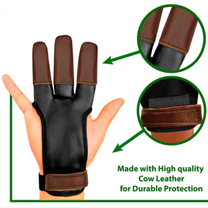 Guantes Profesionales para Tiro con Arco |   Puntas de los Dedos de Cuero Vacuno de Liberación Suave |   Fabricante al por Mayor - Product Image 2