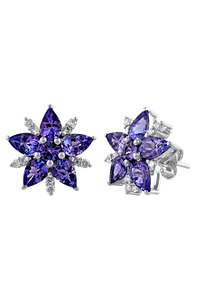 Pendientes de Diamante y Tanzanita en Plata de Ley 92.5 KLST-30834 - Product Image 2