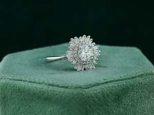 Bague Fleur Classique en Argent 925 avec Pierres CZ Taille Ronde et Baguette pour Femme – Idéale pour Cadeau de Fête ou Anniversaire - Product Image 3