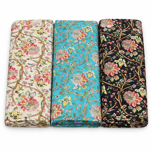 ผ้าป๊อปลินผ้าฝ้าย 100% ทอลายดอกไม้ ออร์แกนิค เป็นมิตรกับสิ่งแวดล้อม ซึมซับความชื้นได้ดี ระบายอากาศได้ดี น้ำหนักเบา ทอแบบหวี - Product Image 1