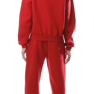 Chándal Rojo con Capucha para Hombre, Cierre de Cremallera Completo, Bolsillos Laterales, Corte Regular Informal, Ropa de Otoño, 100% Algodón, Color Sólido - Product Image 4