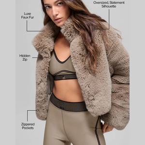 Veste Courte en Fausse Fourrure de Luxe pour Femme, Manteau d'Hiver Doux avec Fermeture Éclair Discrète, Vêtement d'Extérieur Tendance, Option Personnalisée OEM Marque Privée - Product Image 3
