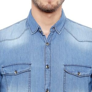 Camisa de Mezclilla de Algodón Oversize para Hombre, Nueva Colección, Tallas Grandes, Transpirable, Estampado Otoñal, Precios Económicos de Marca Privada - Product Image 6